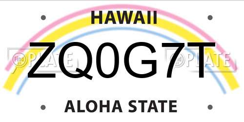 ZQ0G7T Hawaii License Plate
