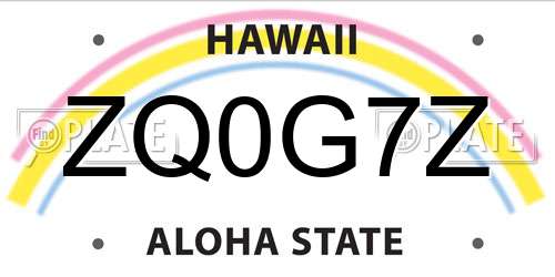 ZQ0G7Z Hawaii License Plate