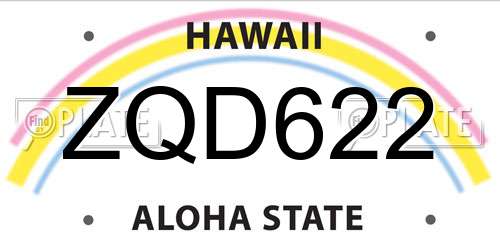 ZQD622 Hawaii License Plate