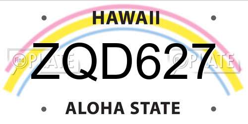 ZQD627 Hawaii License Plate