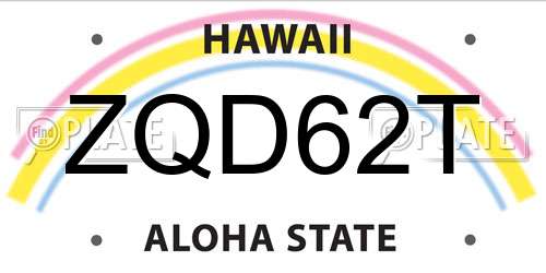 ZQD62T Hawaii License Plate