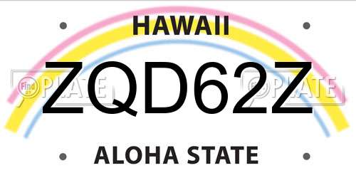 ZQD62Z Hawaii License Plate