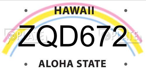 ZQD672 Hawaii License Plate