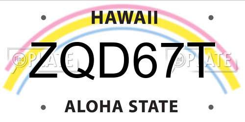 ZQD67T Hawaii License Plate