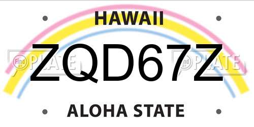 ZQD67Z Hawaii License Plate