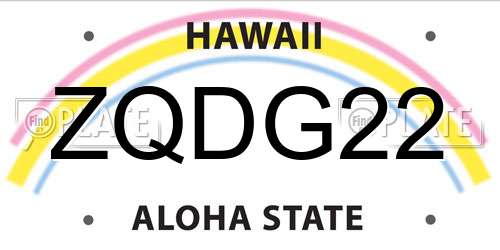 ZQDG22 Hawaii License Plate