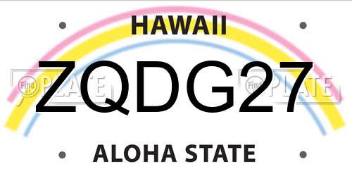 ZQDG27 Hawaii License Plate