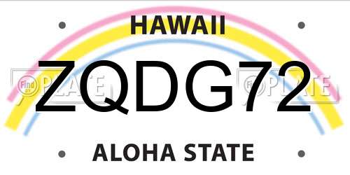 ZQDG72 Hawaii License Plate