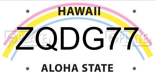 ZQDG77 Hawaii License Plate