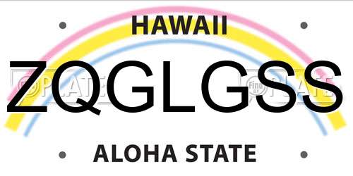 ZQGLGSS Hawaii License Plate