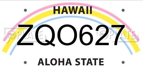 ZQO627 Hawaii License Plate