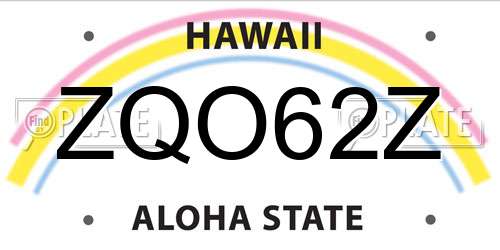 ZQO62Z Hawaii License Plate