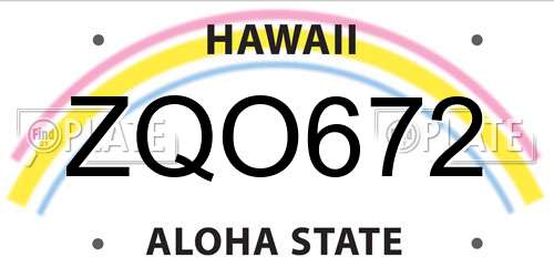 ZQO672 Hawaii License Plate
