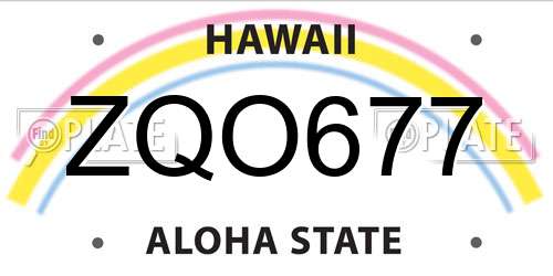 ZQO677 Hawaii License Plate