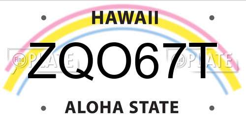 ZQO67T Hawaii License Plate