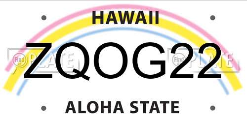 ZQOG22 Hawaii License Plate