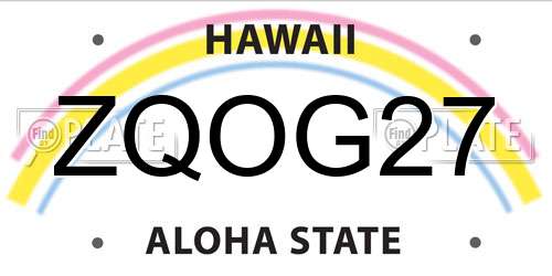 ZQOG27 Hawaii License Plate