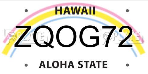 ZQOG72 Hawaii License Plate