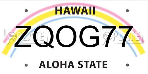 ZQOG77 Hawaii License Plate