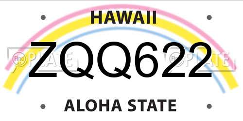 ZQQ622 Hawaii License Plate