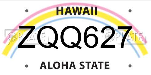 ZQQ627 Hawaii License Plate