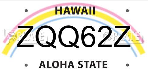 ZQQ62Z Hawaii License Plate