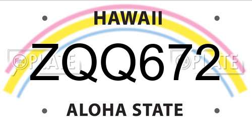 ZQQ672 Hawaii License Plate