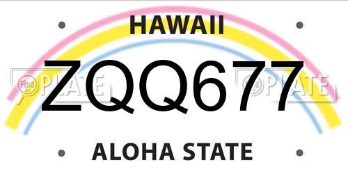 ZQQ677 Hawaii License Plate