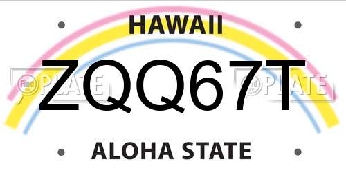 ZQQ67T Hawaii License Plate