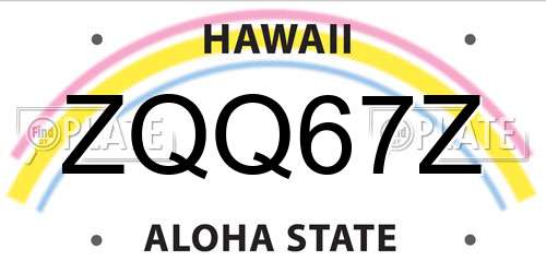 ZQQ67Z Hawaii License Plate