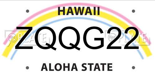 ZQQG22 Hawaii License Plate
