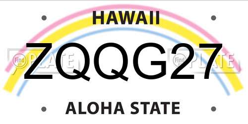 ZQQG27 Hawaii License Plate