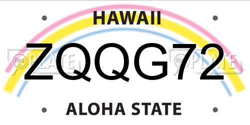 ZQQG72 Hawaii License Plate