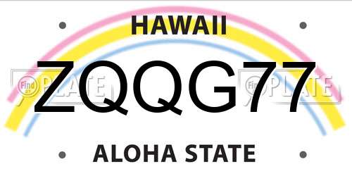 ZQQG77 Hawaii License Plate