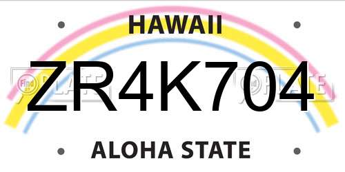 ZR4K704 Hawaii License Plate