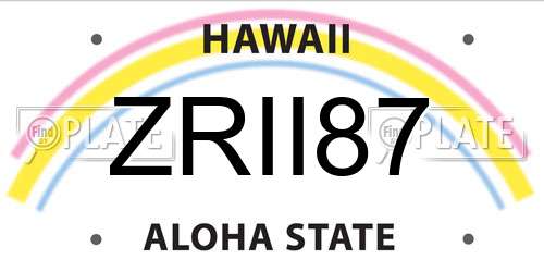 ZRII87 Hawaii License Plate