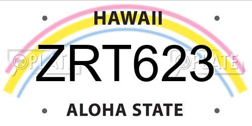 ZRT623 Hawaii License Plate