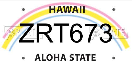 ZRT673 Hawaii License Plate