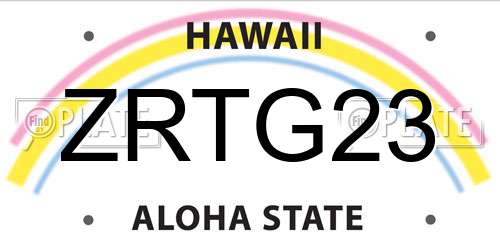 ZRTG23 Hawaii License Plate