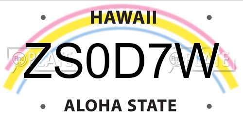 ZS0D7W Hawaii License Plate