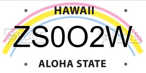 ZS0O2W Hawaii License Plate