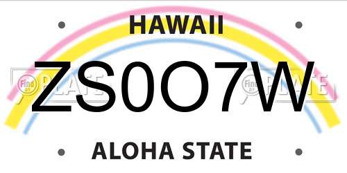 ZS0O7W Hawaii License Plate