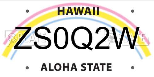 ZS0Q2W Hawaii License Plate
