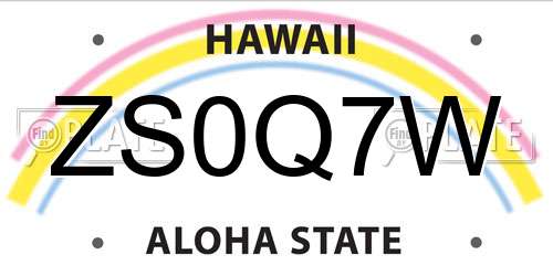 ZS0Q7W Hawaii License Plate