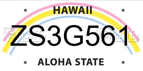 ZS3G561 Hawaii License Plate