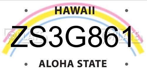 ZS3G861 Hawaii License Plate