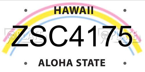 ZSC4175 Hawaii License Plate