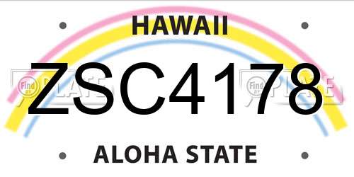 ZSC4178 Hawaii License Plate