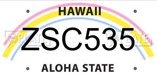ZSC535 Hawaii License Plate