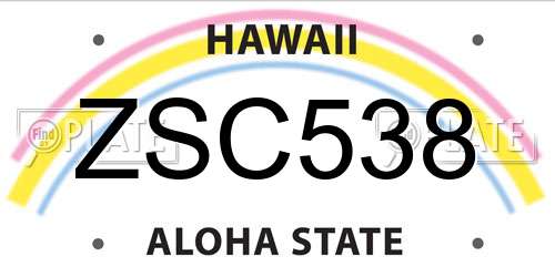 ZSC538 Hawaii License Plate